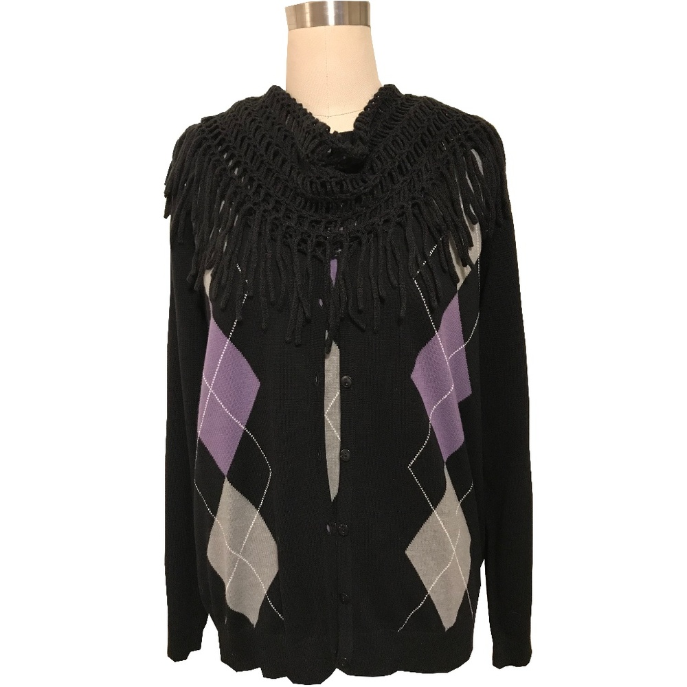 Dress Barns Women's Argyle Sweater Set & Scarf